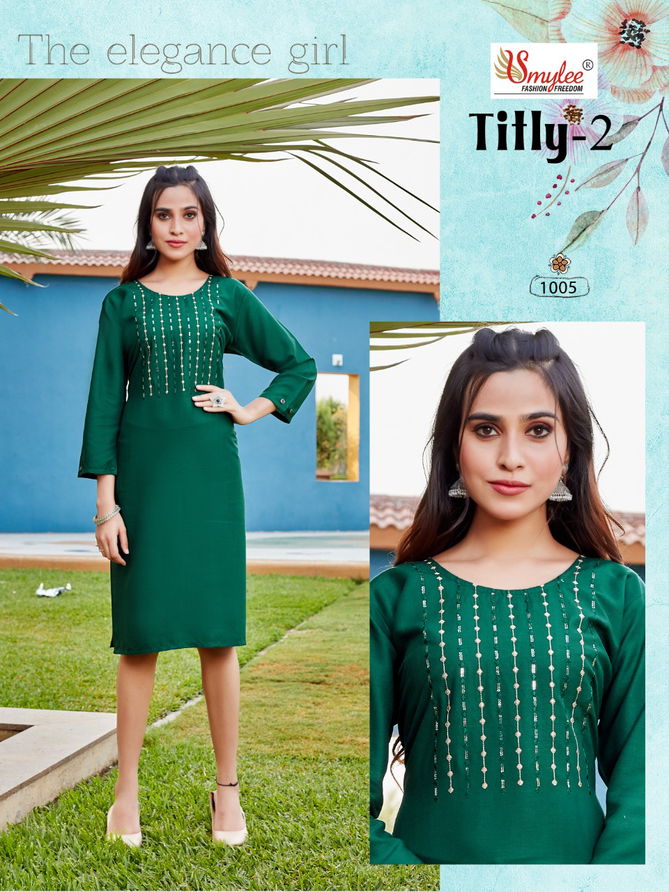 Smylee Titly 2 Heavy New Fancy Ethnic Wear Slub Rayon Designer Kurti Collection